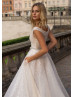 Blush Beaded Tulle Wedding Dress With Pockets